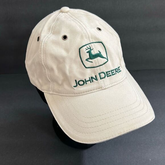 John Deere Beige Tan Hat Cap Adjustable Farming Tractors - Picture 1 of 11